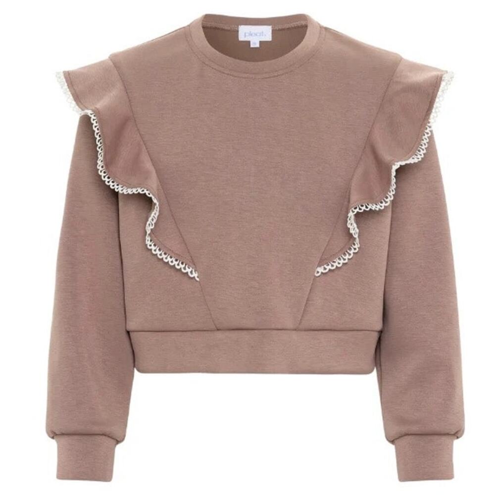 Pleat Livvy‎ Sweatshirt- Taupe NWT Girl's Top size 8